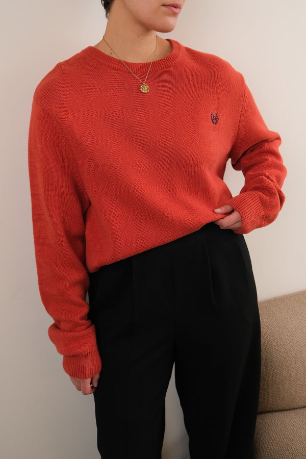 Vintage 90s Chaps Crest Sweater - Orange
