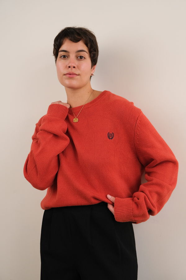 Vintage 90s Chaps Crest Sweater - Orange