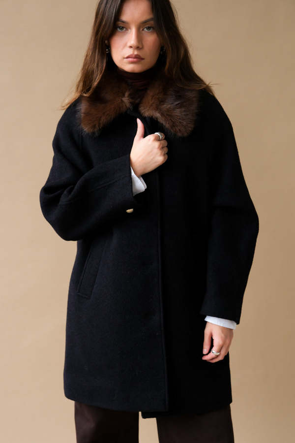 Dunst Boucle Wool Half Coat - Dark Navy | Garmentory