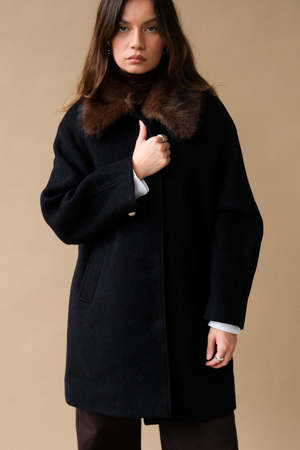Dunst Boucle Wool Half Coat - Dark Navy | Garmentory
