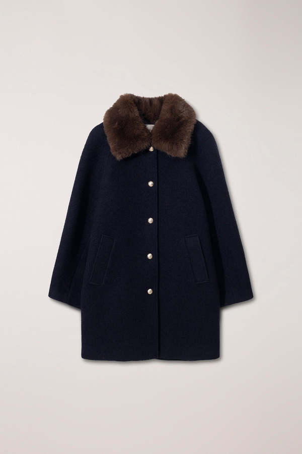 Dunst Boucle Wool Half Coat - Dark Navy | Garmentory