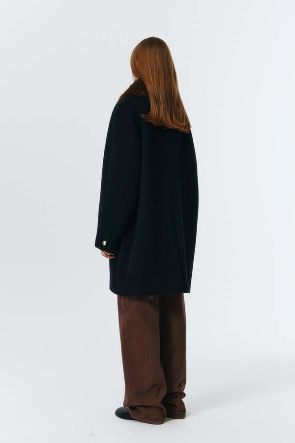 Dunst Boucle Wool Half Coat - Dark Navy | Garmentory