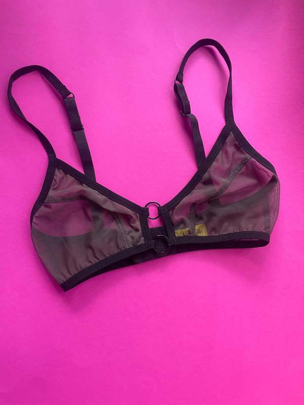 Kayleigh Peddie Evan Mesh Bra with Rings - Charcoal/Black