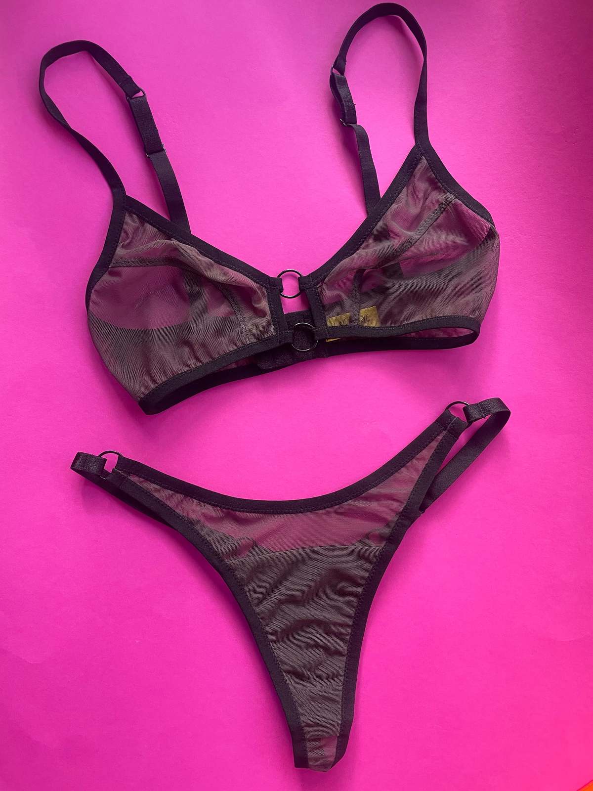 Kayleigh Peddie Evan Mesh Bra with Rings - Charcoal/Black - Image 3 of 3