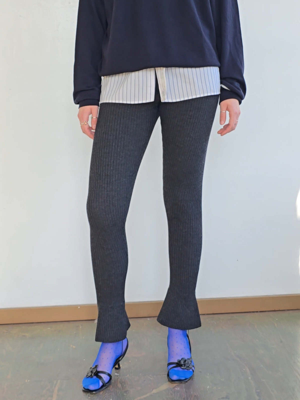 Prada Wool Low Rise Baby Flare Leggings - Image 4 of 5