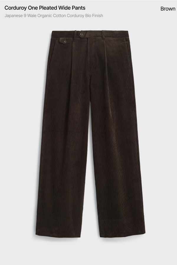 Pottery Corduroy One Pleated Wide Pants