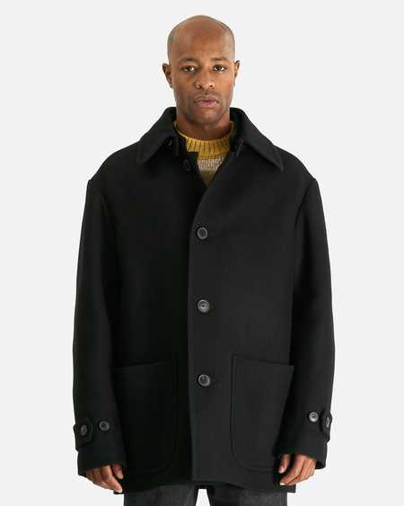 Auralee Double Face Check Coat - Charcoal | Garmentory