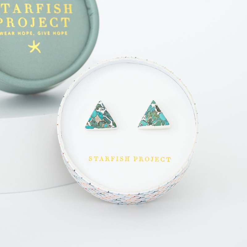 Starfish Project Ellie Triangle Turquoise Stud Earrings