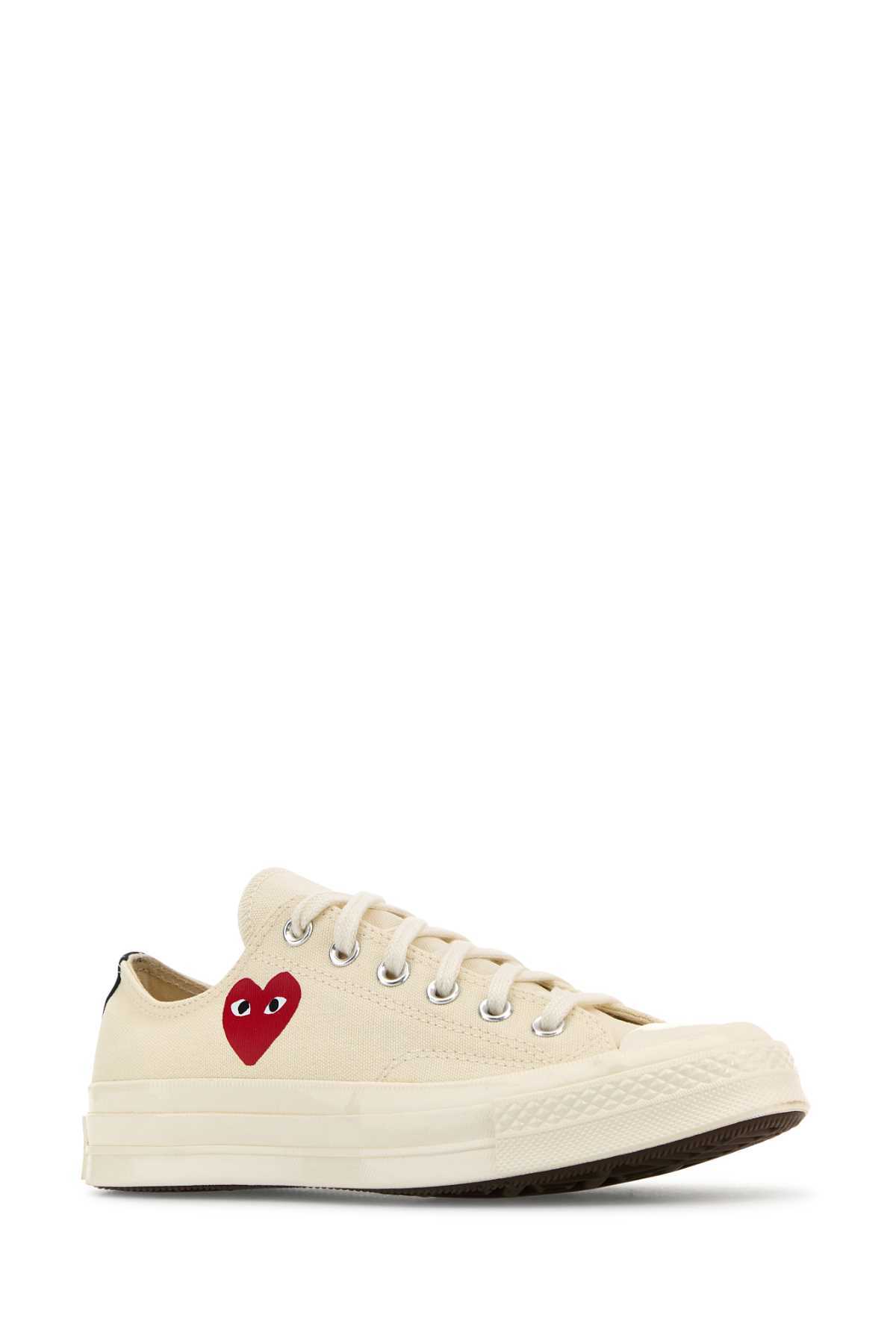 Comme des Garçons PLAY Ivory Canvas x Converse Sneakers - Beige - Image 2 of 2