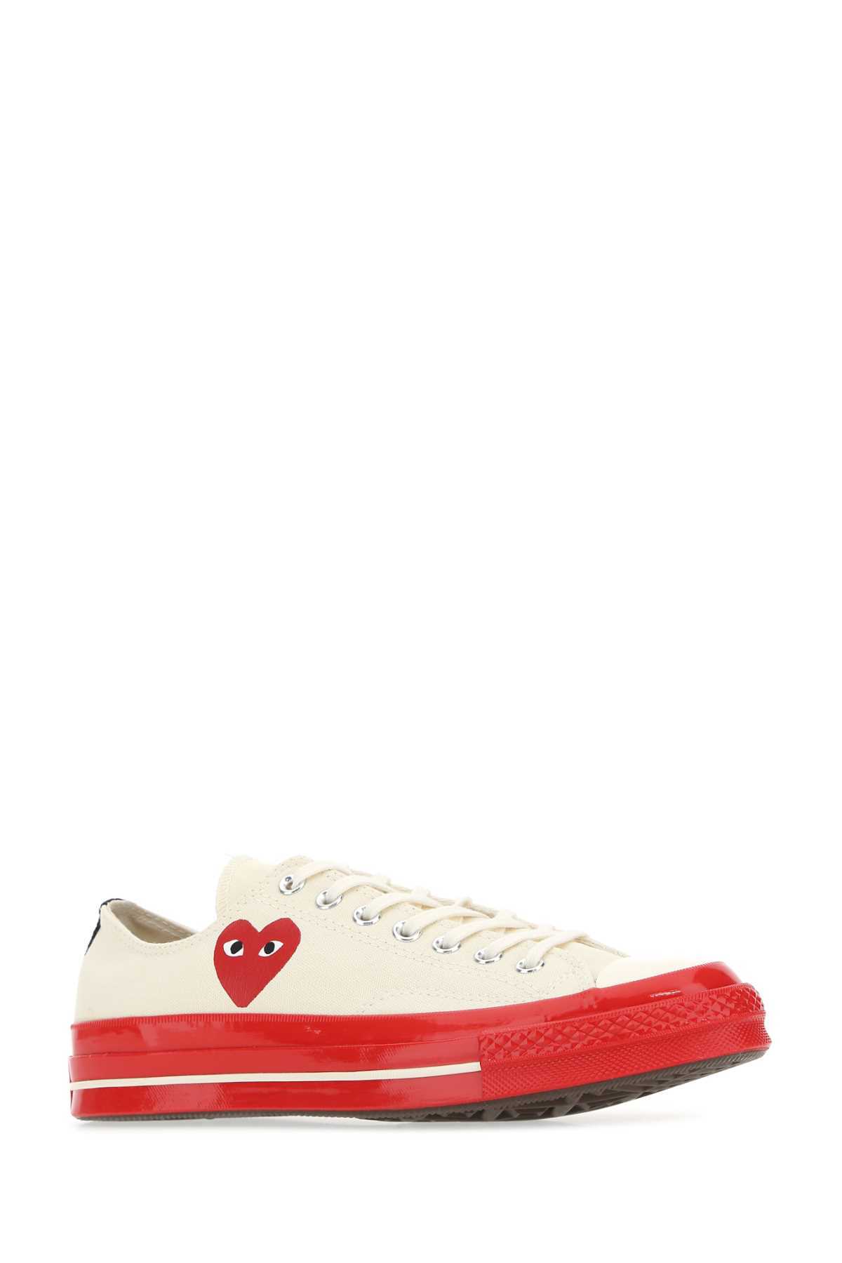 Comme des Garçons PLAY x Converse Canvas Sneakers - Ivory - Image 2 of 2
