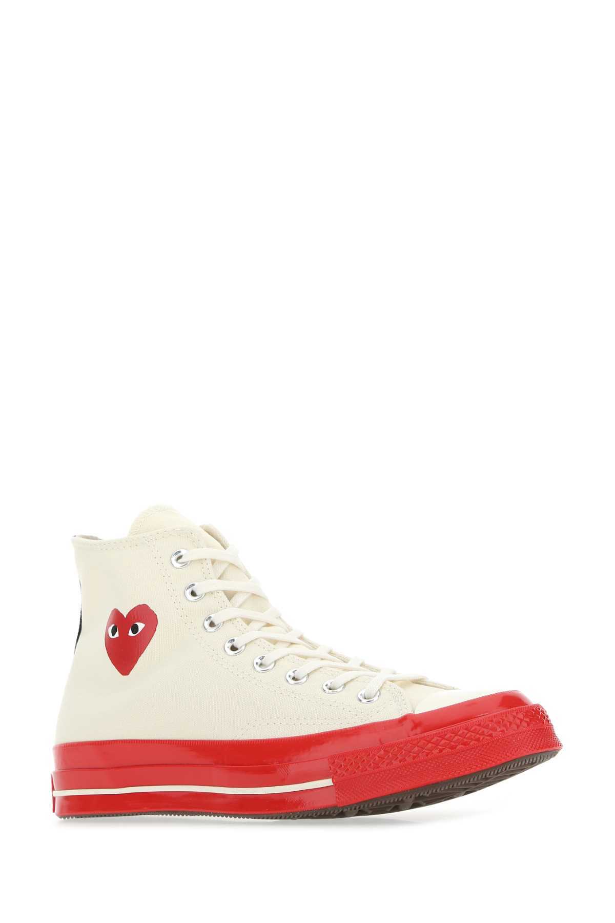 Comme des Garçons PLAY x Converse Canvas Sneakers - Ivory - Image 2 of 2
