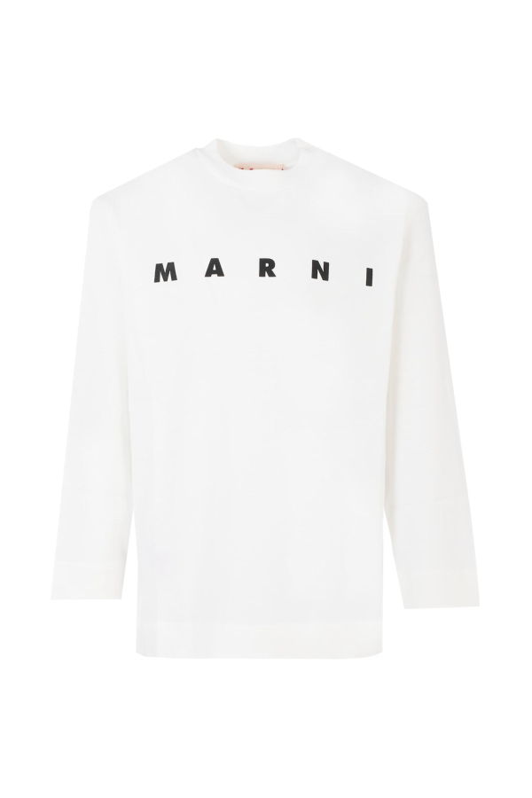 KIDS Marni White T-shirt with Black Logo - White