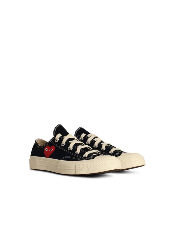 Comme des Garons PLAY Red Heart Tela Sneakers - Black