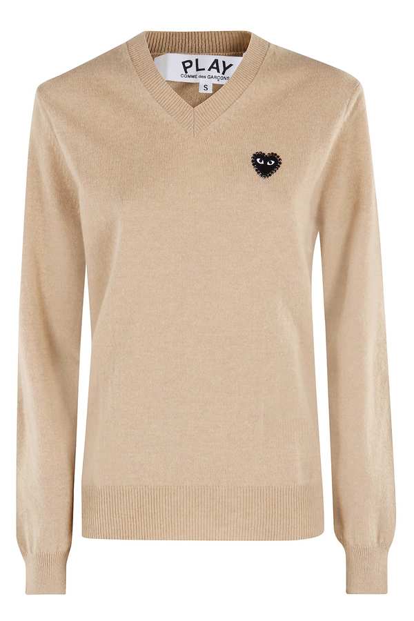 Comme des Garons PLAY Knit Rhinestone Emblem Sweater