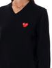 Comme des Garçons PLAY Red Heart Patch V-neck Sweater - Black - Thumbnail 3