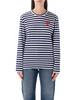 Comme des Garçons PLAY Striped T-shirt With Crystal Heart - Navy/White - Thumbnail 1
