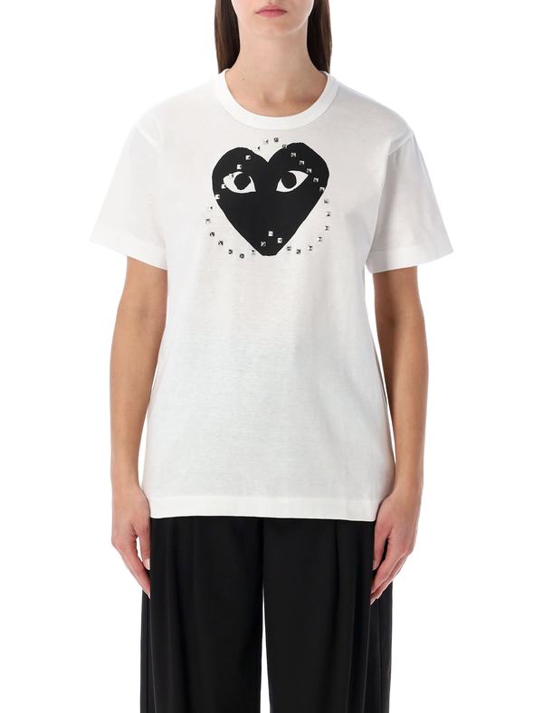 Comme des Garons PLAY Studded Black Heart T-shirt - White