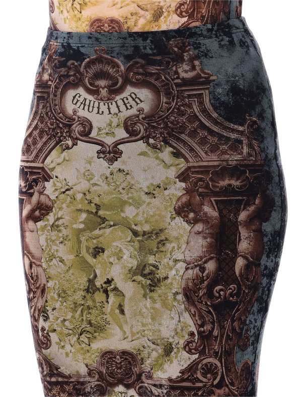 Jean Paul Gaultier The Long Mdaillon Skirt - Black Blue Green