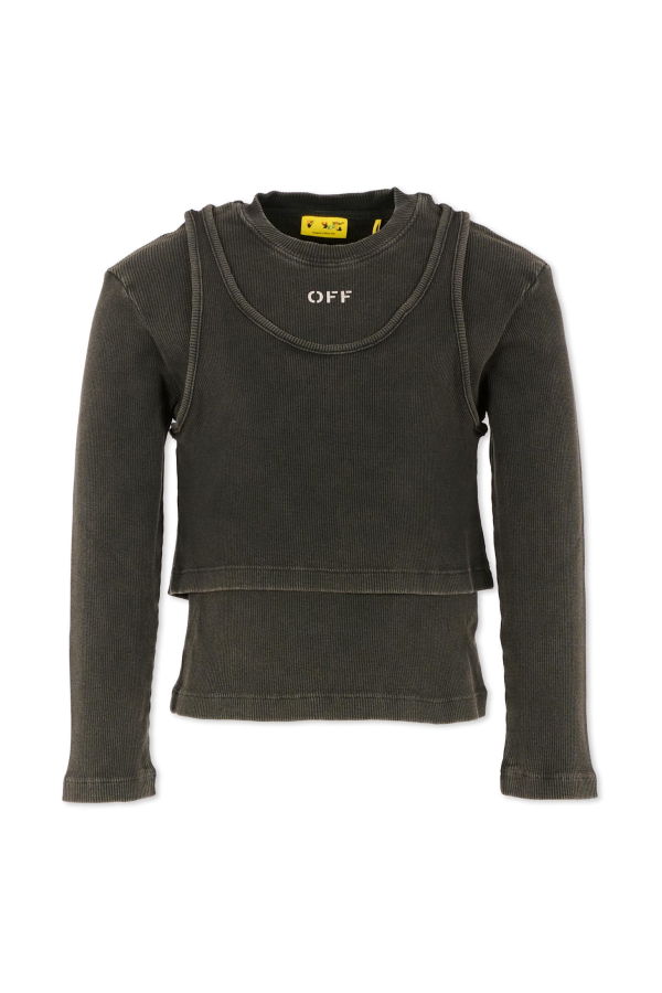 Off-White Grey Logo Crop T-Shirt - Grey