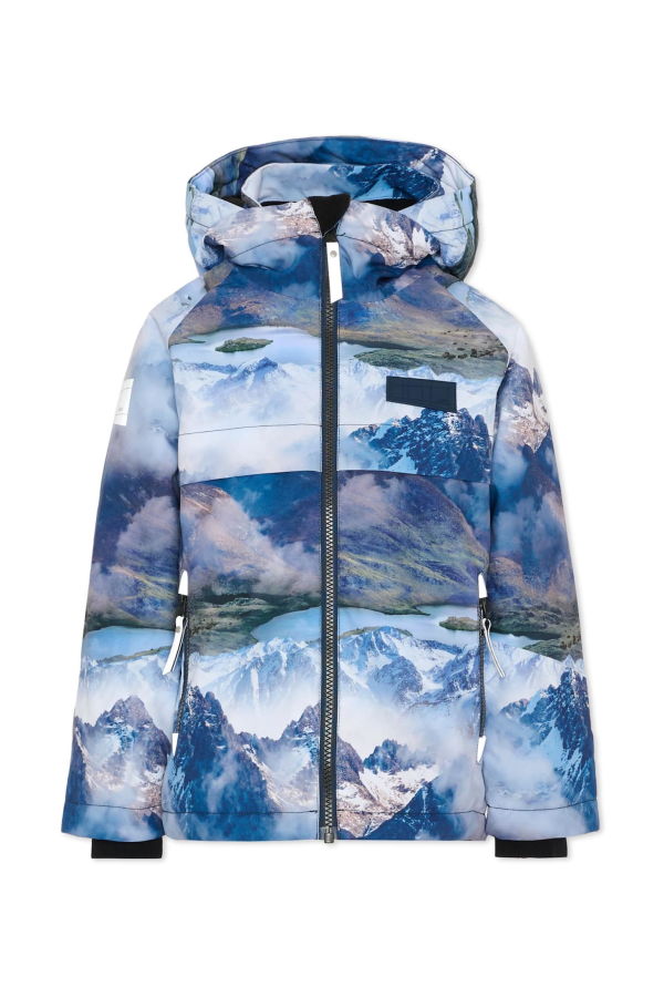 KIDS MOLO Blue Down Snow Jacket with Mountain Print Jacket - Blue