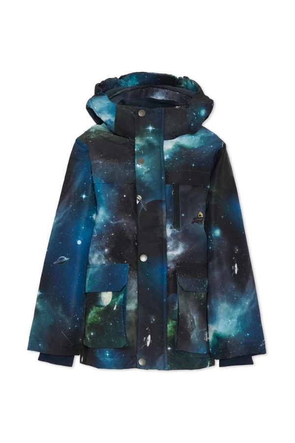 KIDS MOLO Blue Down Snow Jacket With Space Print Jacket - Blue