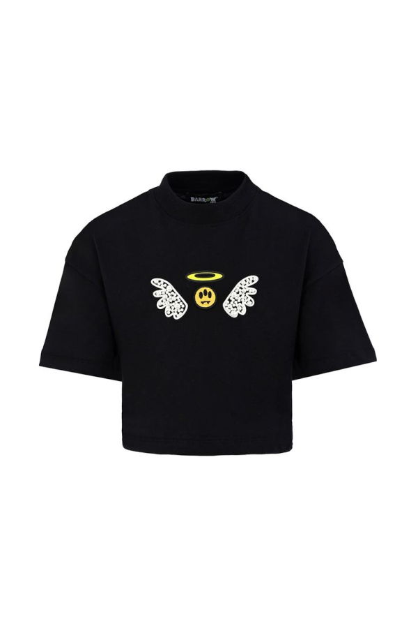 Barrow Black Crop T-shirt With Bear - T-shirt