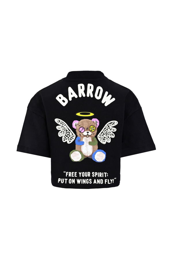 Barrow Black Crop T-shirt With Bear - T-shirt