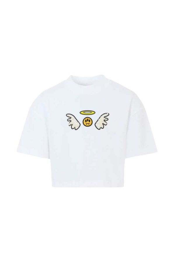 KIDS Barrow Crop T-Shirt with Bear - White