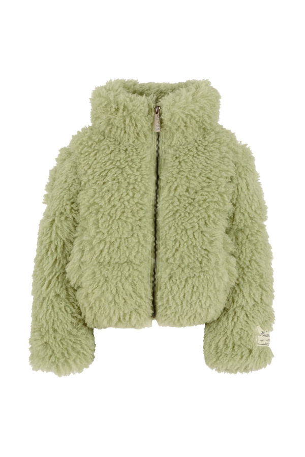 KIDS MOLO Faux Fur Coat With Patch - Green