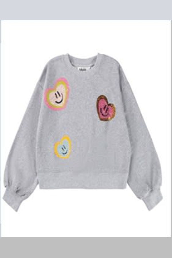 KIDS MOLO Sweatshirt With Hearts - Gray