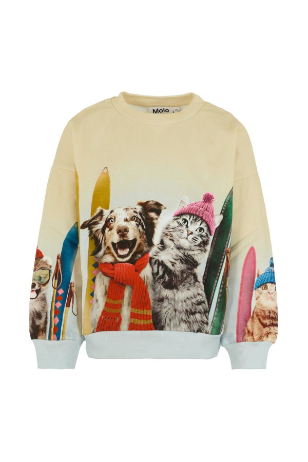 KIDS MOLO Dog And Cat Print Sweatshirt - Beige