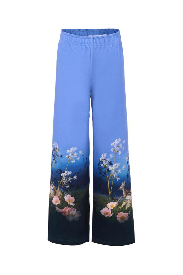 KIDS MOLO Blue Trousers With Flowers - Trousers - Blue