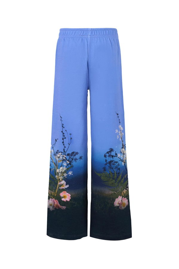 KIDS MOLO Blue Trousers With Flowers - Trousers - Blue