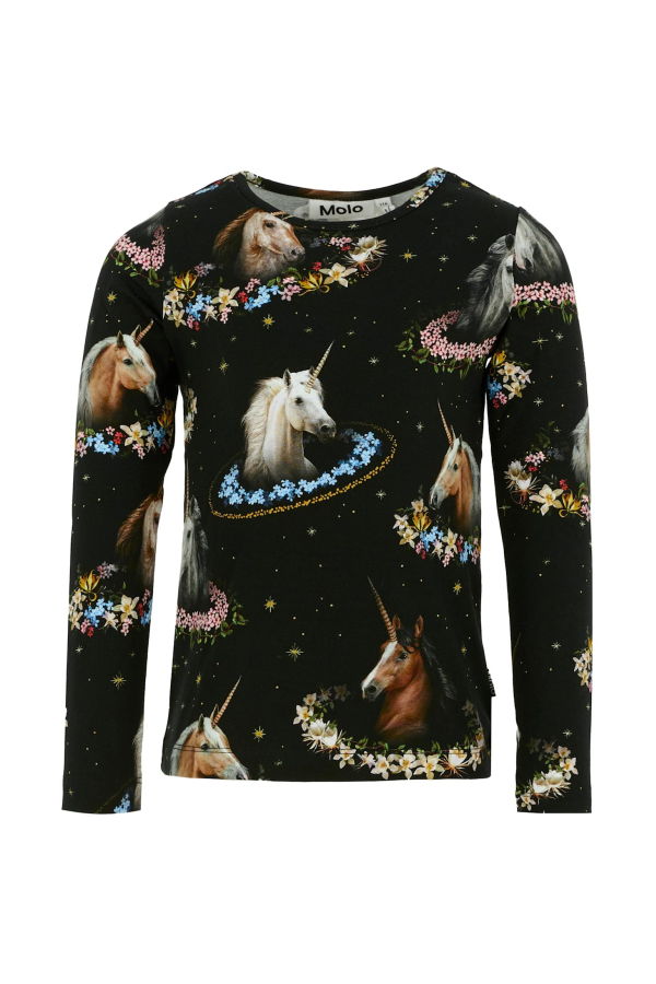 KIDS MOLO Unicorn Print T-shirt - Black