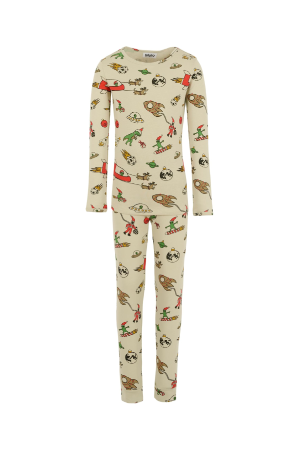 MOLO Christmas Alien Pajamas - Beige