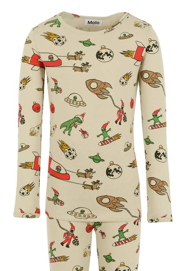 MOLO Christmas Alien Pajamas - Beige