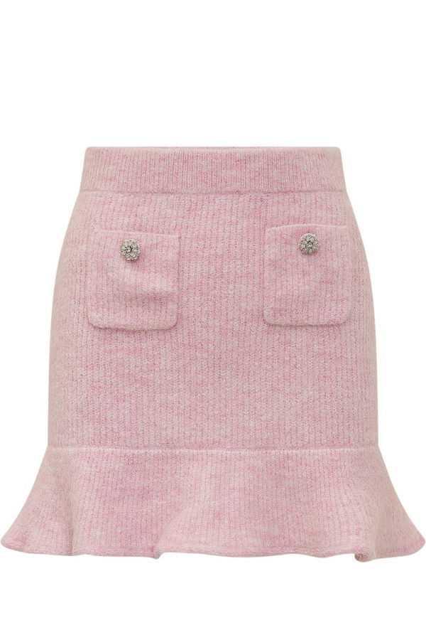 Self-Portrait Wool Blend Miniskirt - Pink