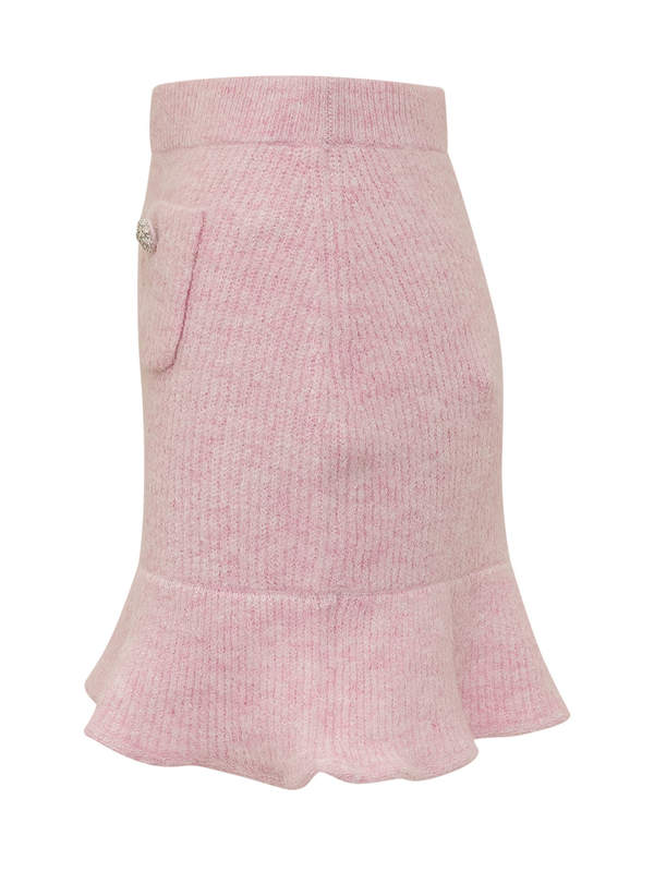 Self-Portrait Wool Blend Miniskirt - Pink