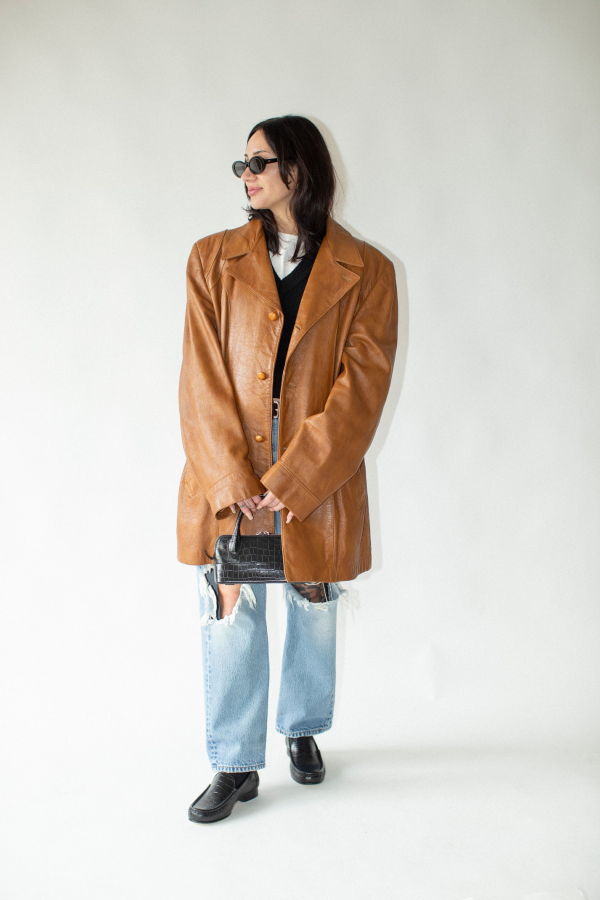 Vintage 70s Leather Jacket - Tan
