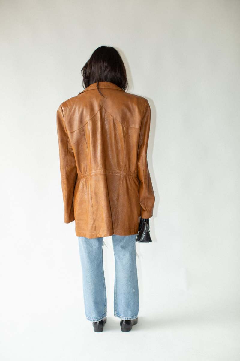 Vintage 70s Leather Jacket - Tan