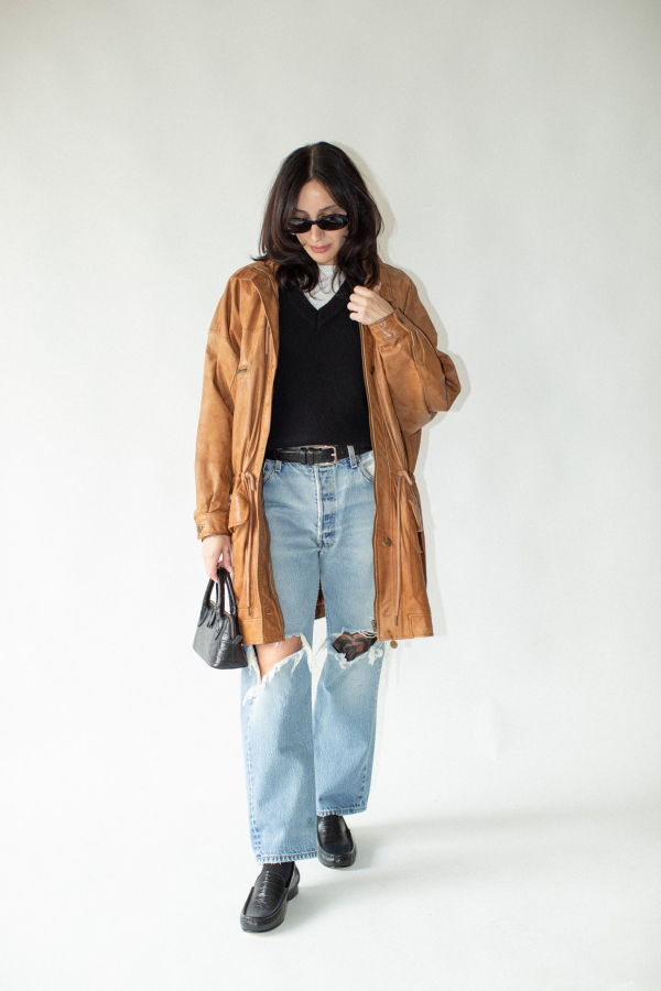 Vintage 80s Leather Jacket - Tan