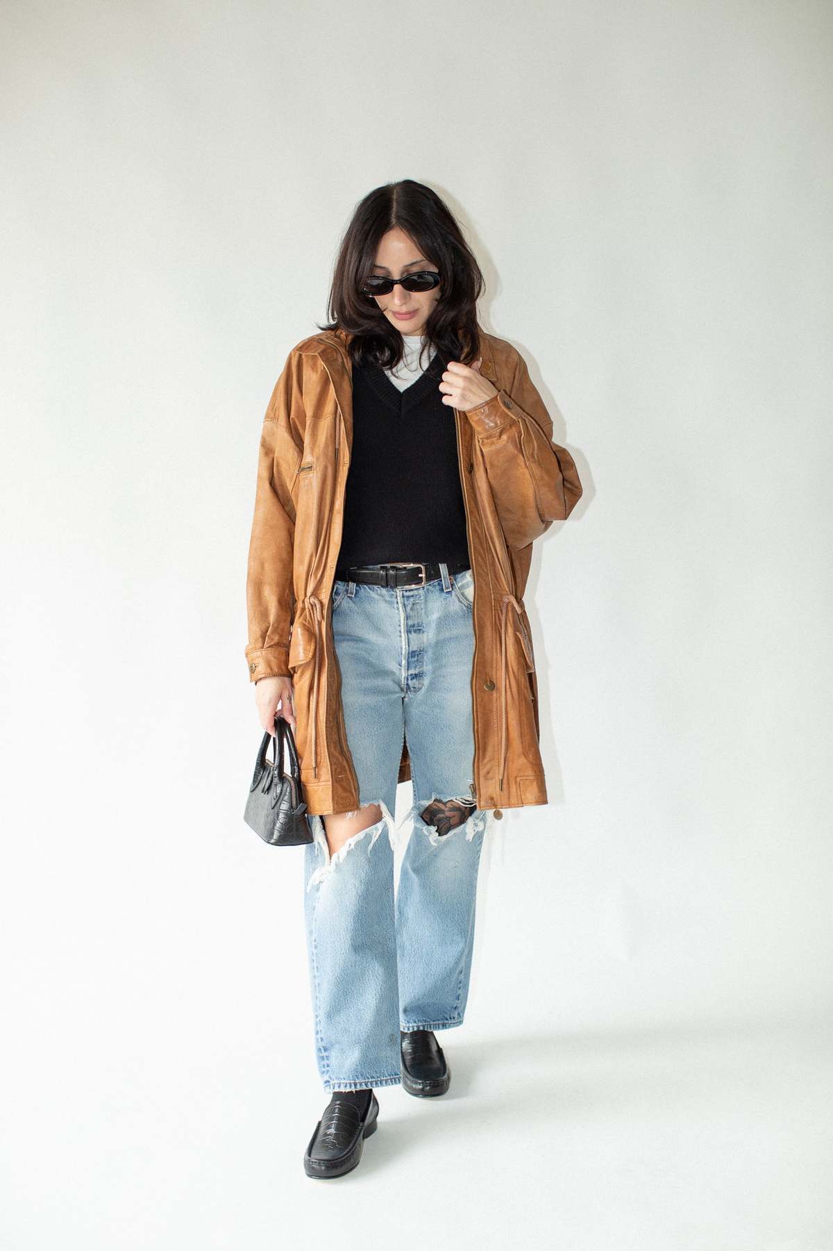 Vintage 80s Leather Jacket - Tan - Image 2 of 6