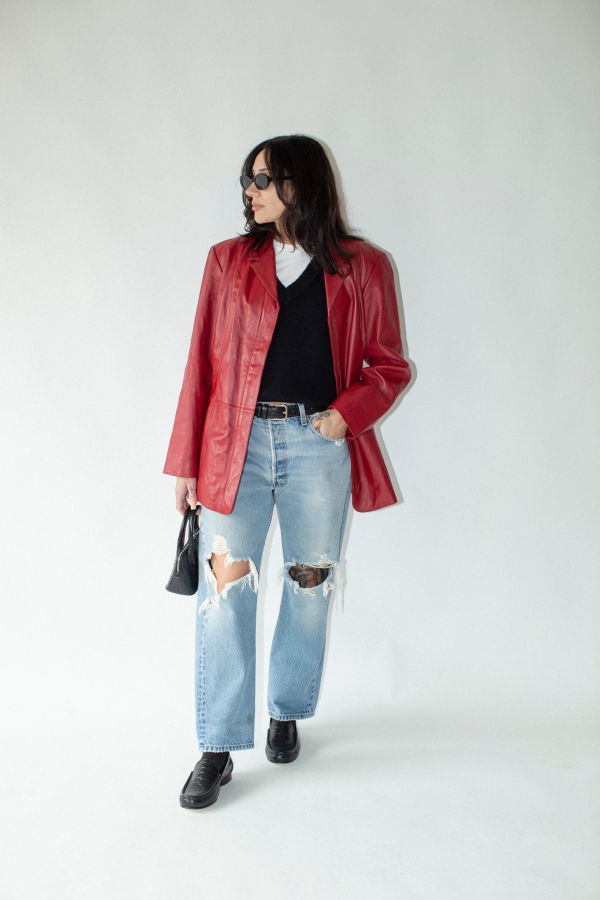 Vintage Leather Jacket - Scarlet