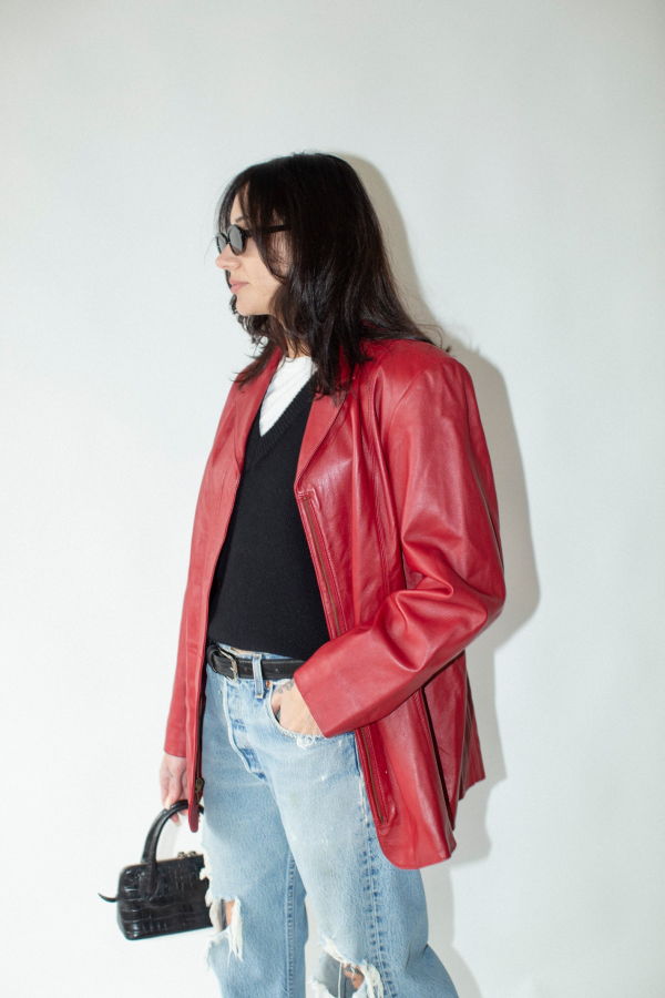 Vintage Leather Jacket - Scarlet