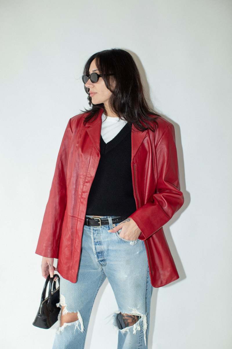 Vintage Leather Jacket - Scarlet