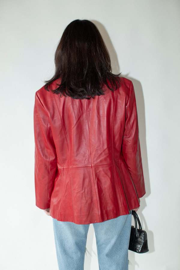 Vintage Leather Jacket - Scarlet