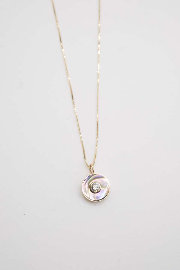 Young in the Mountains Cerclen Necklace in 14k, Abalone & Diamond