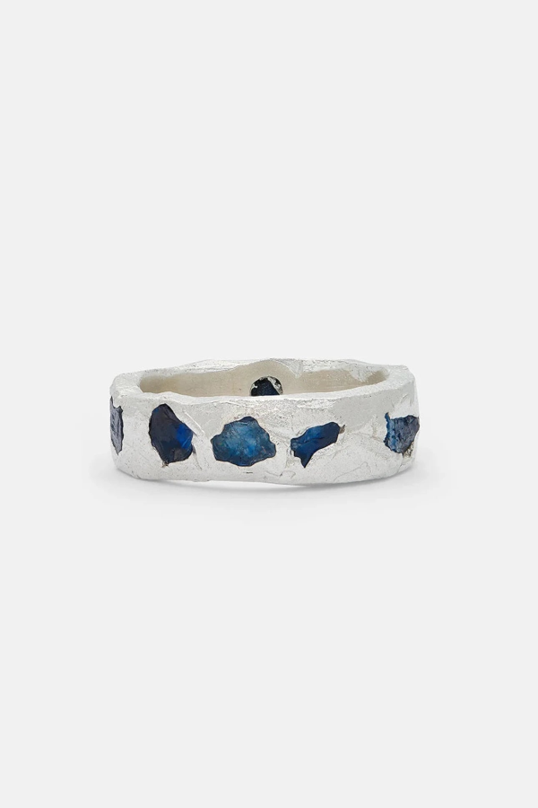 The Ouze Raw Sapphire Scatter Band Ring - Blue