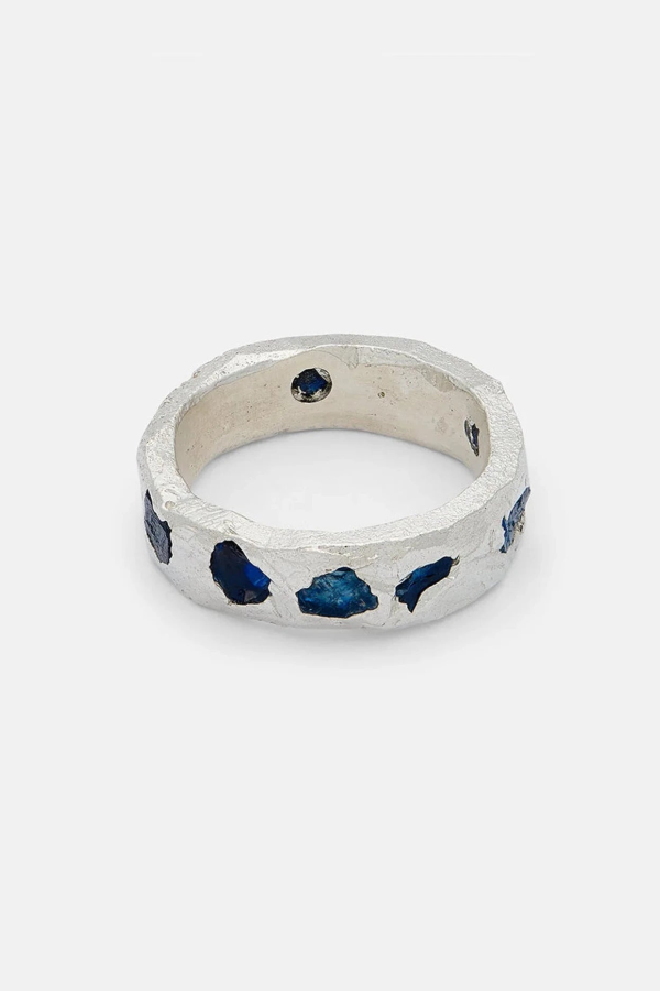The Ouze Raw Sapphire Scatter Band Ring - Blue