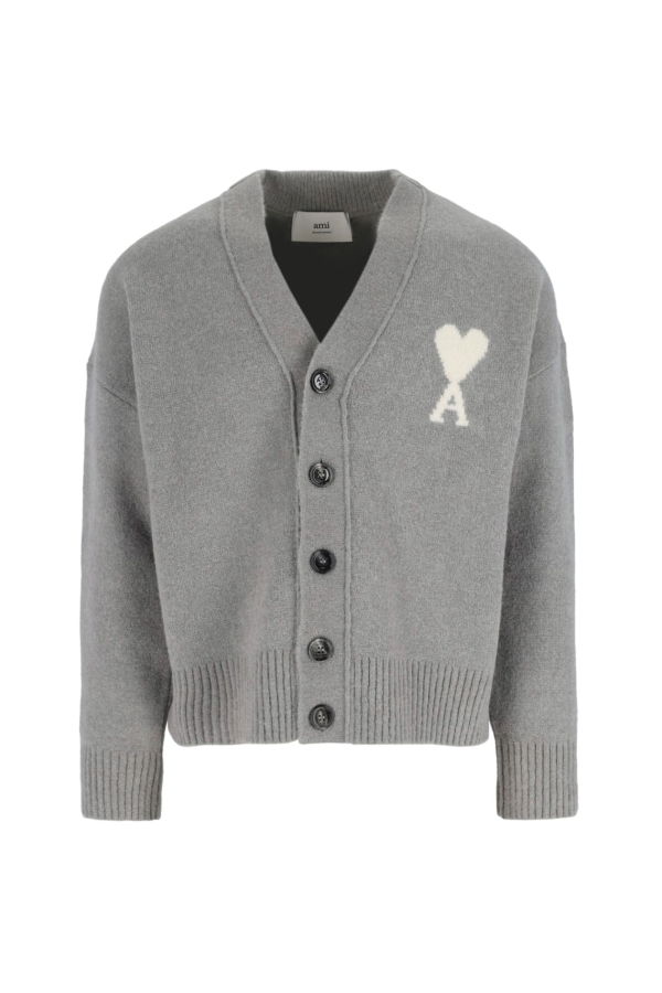 Ami Alexandre Mattiussi Logo Cardigan - Gray
